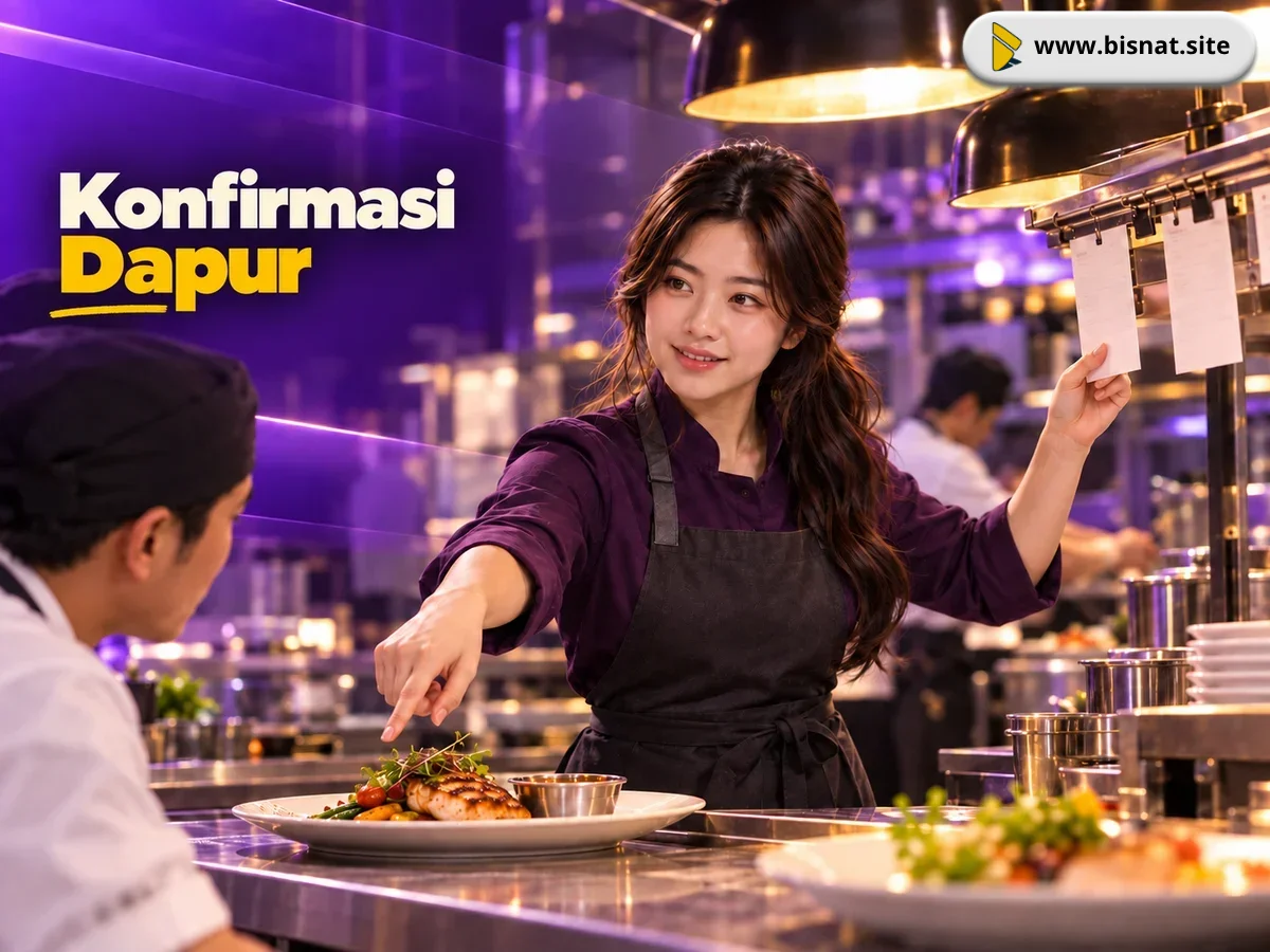 Sintya mengoordinasikan tiket pesanan modifikasi di area pass dapur