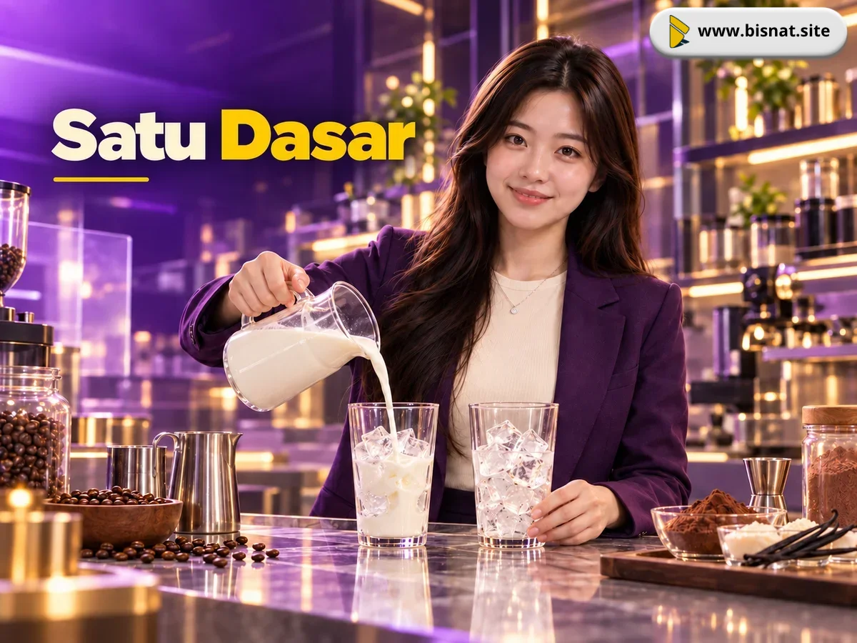 Sintya menyiapkan susu dingin sebagai bahan dasar dua minuman
