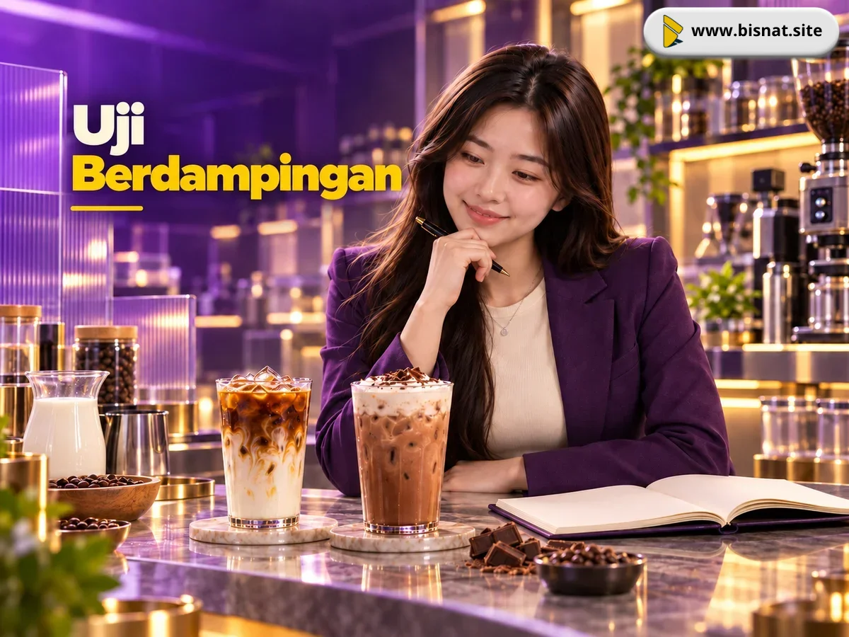 Sintya membandingkan dua minuman dan mencatat hasil uji rasa